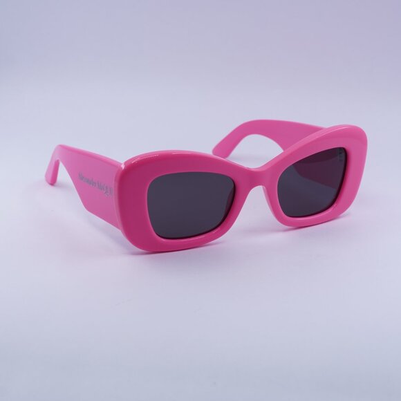 Alexander McQueen AM0434S 004 Sunglasses Pink Cat Eye Frame, Grey Lenses main image 5